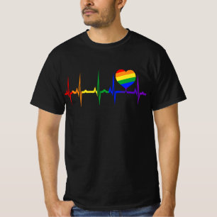 LGBTQ Rainbow Pride Heartbeat EKG Coole LGBTQ-Gesc T-Shirt