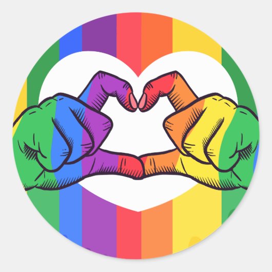 LGBTQ Rainbow Pride Liebe Hands Runder Aufkleber (Vorderseite)