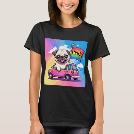 LGBTQ Rainbow Pride Mops T-Shirt (Vorderseite)