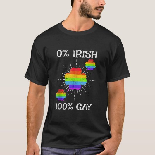 LGBTQ Rainbow Shamrock 0 Irish 100 Gay  T-Shirt (Vorderseite)
