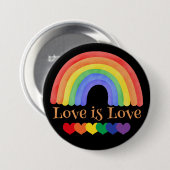LGBTQ Regenbogen Liebe ist Liebe Bunt  Button (Vorne & Hinten)