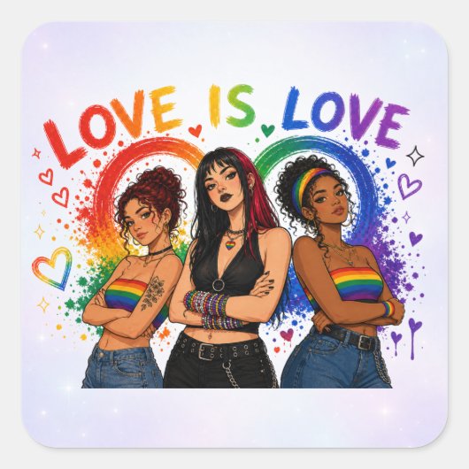 LGBTQ Regenbogen Mädchen Aufkleber (Vorderseite)