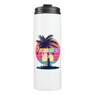 LGBTQ Regenbogen Sommer Stimmung   Retro Sonnenunt Thermosbecher