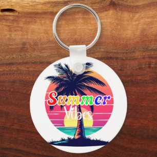 LGBTQ Regenbogen-Sommer-Vibes Retro-Sonnenunterg Schlüsselanhänger