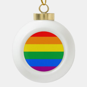 LGBTQ+ Regenbogen-Stolzflagge Keramik Kugel-Ornament