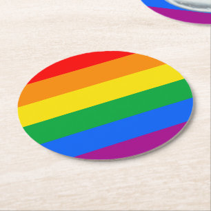 LGBTQ+ Regenbogen-Stolzflagge Runder Pappuntersetzer