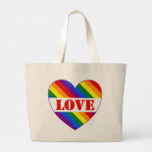 LGBTQ+ Regenbogenfahne Liebe Herz für den Monat de Jumbo Stoffbeutel (Rückseite)