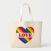 LGBTQ+ Regenbogenfahne Liebe Herz für den Monat de Jumbo Stoffbeutel (Vorne)