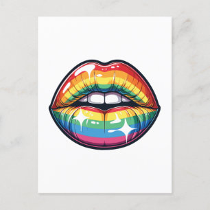 Lgbtq Regenbogenfarben Lippen Feiertagspostkarte