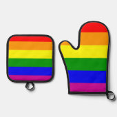 LGBTQ+-Regenbogenfarben Ofenhandschuh & Topflappen-Set (Vorderseite)