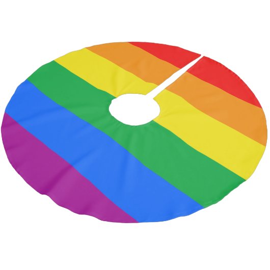 LGBTQ+-Regenbogenfarben Polyester Weihnachtsbaumdecke (Schrägansicht)