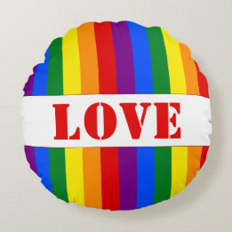 LGBTQ+-Regenbogenfarbenstreifen für den Monat der  Rundes Kissen