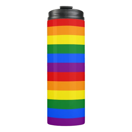 LGBTQ+-Regenbogenfarbenstreifen für den Monat der Thermosbecher (Vorderseite)