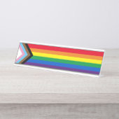 Lgbtq Regenbogenflagge inklusive Diversity Gay Pri Schreibtischnamensplakette (Vorderseite )