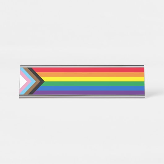 Lgbtq Regenbogenflagge inklusive Diversity Gay Pri Schreibtischnamensplakette (Vorderseite )