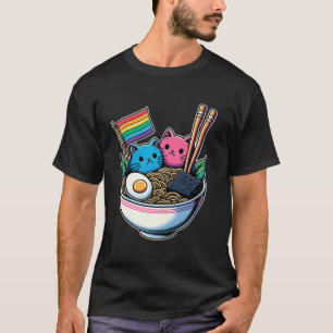 LGBTQ Regenbogenflagge Katzen Ramen Gay Pride Mona T-Shirt