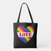 LGBTQ+ Regenbogenflagge Liebe Herz schwarz - Tasche (Rückseite)