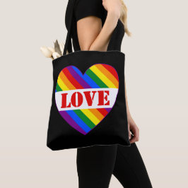 LGBTQ+ Regenbogenflagge Liebe Herz schwarz - Tasche