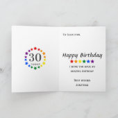 LGBTQ-Regenbogenstars - 30 heute oder jeden Geburt Karte (Innenseite)