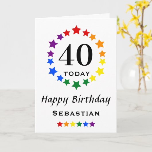 LGBTQ-Regenbogenstars - 40 heute oder jeden Geburt Karte (Gelbe Blume)