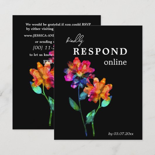 🌈 LGBTQ Respond Online Petals & Pride RSVP Karte (Vorne/Hinten)