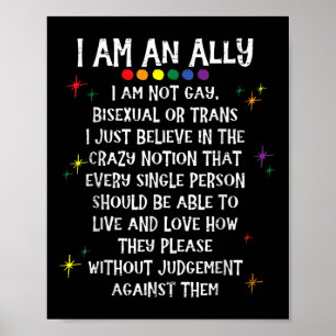 LGBTQ Retro Ich bin ein Verbündeter Ich bin nicht Poster