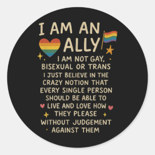 LGBTQ Retro Ich bin ein Verbündeter Ich bin nicht Runder Aufkleber
