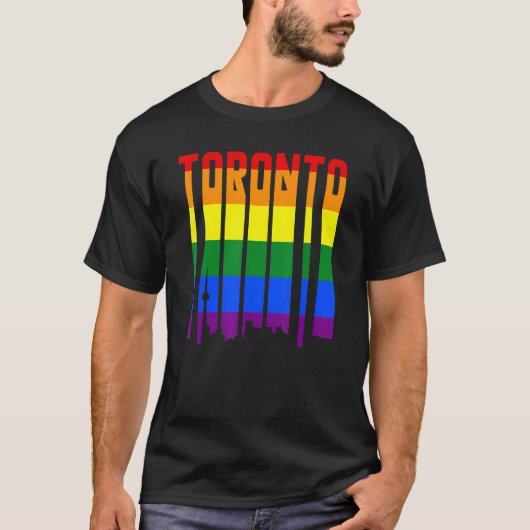LGBTQ Retro Toronto Canada Pride Skyline T-Shirt (Vorderseite)