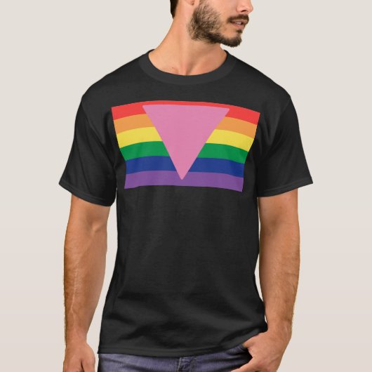 LGBTQ+ rosafarbenes Dreieck auf der Flagge T-Shirt (Vorderseite)
