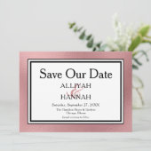 LGBTQ Rose Gold Moderne Hochzeiten speichern das D Save The Date (Stehend Vorderseite)