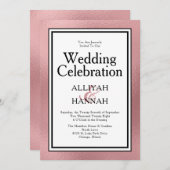 LGBTQ Rose Gold Moderne Hochzeitsfeier Einladung (Vorne/Hinten)