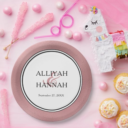 LGBTQ Rose Gold Moderne Hochzeitspapierplatte Pappteller (Party)