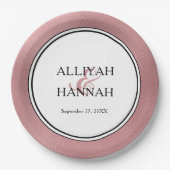 LGBTQ Rose Gold Moderne Hochzeitspapierplatte Pappteller (Vorderseite)