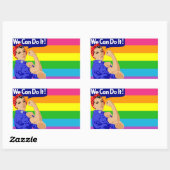 LGBTQ ROSIE DEN RIVETER MIT RAINBOW FLAG RECHTECKIGER AUFKLEBER (Blatt)