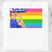 LGBTQ ROSIE DEN RIVETER MIT RAINBOW FLAG RECHTECKIGER AUFKLEBER (Tasche)