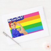 LGBTQ ROSIE DEN RIVETER MIT RAINBOW FLAG RECHTECKIGER AUFKLEBER (Umschlag)