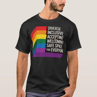LGBTQ+ Safe Space Rainbow Pride Inklusion Design T-Shirt