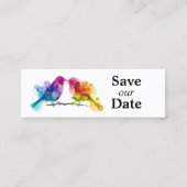 LGBTQ+ Save the Date 🌈 Budget Rainbow Lovebirds Telefonnummerkarte (Vorderseite)