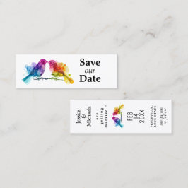 LGBTQ+ Save the Date 🌈 Budget Rainbow Lovebirds Telefonnummerkarte