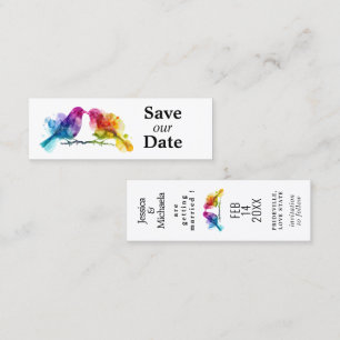 LGBTQ+ Save the Date 🌈 Budget Rainbow Lovebirds Telefonnummerkarte