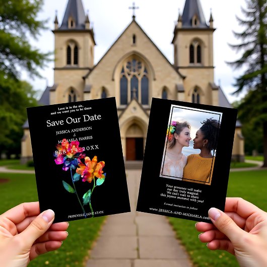 🌈 LGBTQ Save the Date mit Foto Petals & Pride