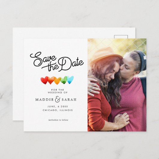 LGBTQ - Save the Date Skript mit Foto Postkarte (Vorne/Hinten)