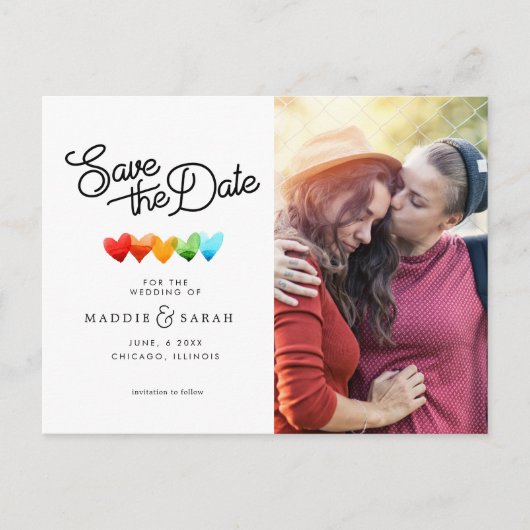 LGBTQ - Save the Date Skript mit Foto Postkarte (Vorderseite)