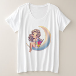 LGBTQ-sexy Frau sitzt auf dem Mond Große Größe T-Shirt