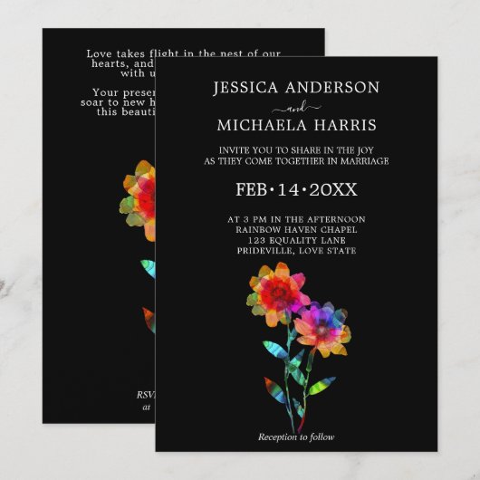 🌈 LGBTQ Soaring Together  Petals & Pride  Einladung (Vorne/Hinten)