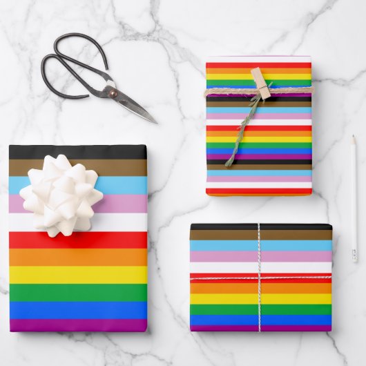LGBTQ+-Statusmarkenstreifen Geschenkpapier Set (Vorderseite)