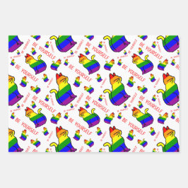 LGBTQ+-Stolperkatze - Seien Sie selbst Geschenkpapier Set