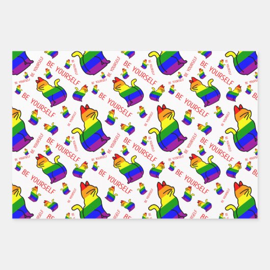 LGBTQ+-Stolperkatze - Seien Sie selbst Geschenkpapier Set (Vorderseite)