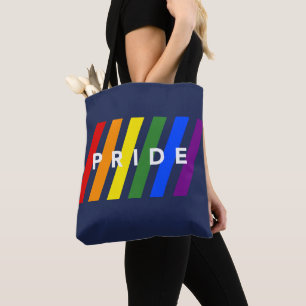 LGBTQ STOLZ Diagonale Regenbogenstreifen auf Navyb Tasche