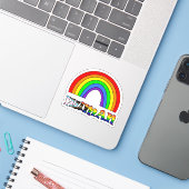 LGBTQ+-Stolz für den menschlichen LGBTQ+-Support Aufkleber (Laptop mit iPhone)